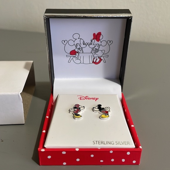 DISNEY STERLING SILVER Mickey & Minnie Mouse Mismatched Earrings Sterling/Enamel - Picture 11 of 11
